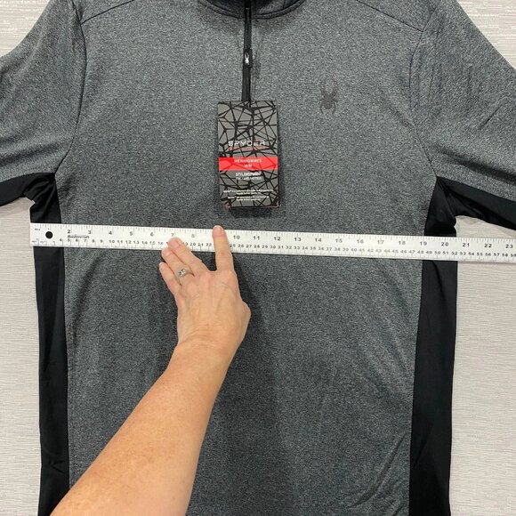 SPYDER 1/4 Zip Pullover Shirt Mens Medium Grey Base Layer Quick Dry - Picture 9 of 13